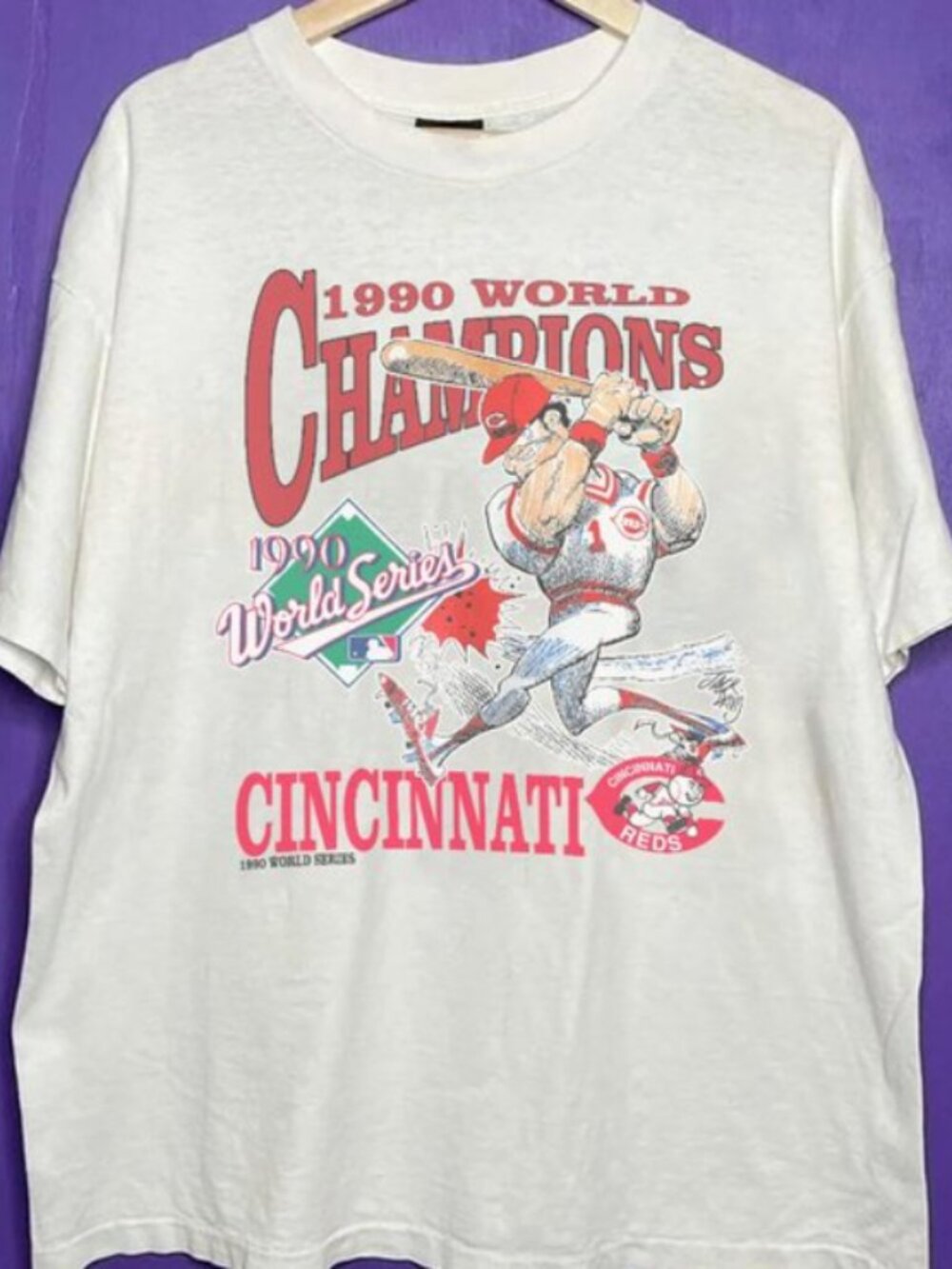 90s Cincinnati Reds X Jack Davis MLB Baseball 1990 World Series Shirt
